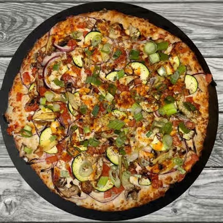 Savor our veggie pizza
